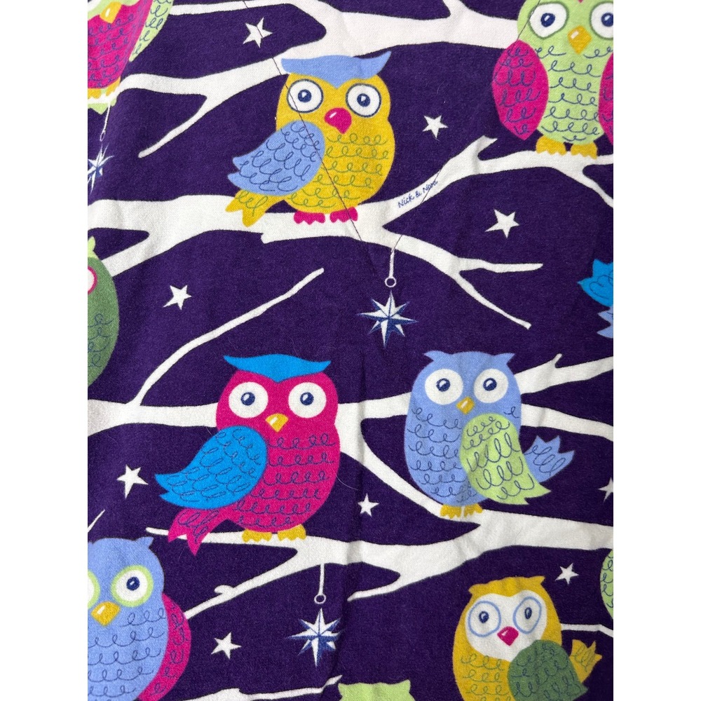 Nick & Nora Nightgown Sleep shirt L Purple Owl Print whimsical kitschy Sleepwear - Picture 7 of 11
